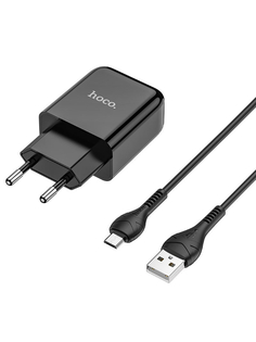 Зарядное устройство Hoco N2 1xUSB 2.0A + кабель microUSB Black
