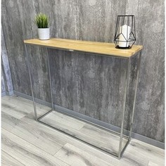 Напольная консоль Akur Loft Wington металлокаркас хромированный декор прозрачный лак