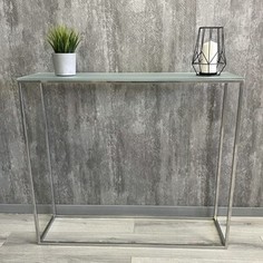 Напольная консоль Akur Loft Norman металлокаркас хромированный матовое стекло