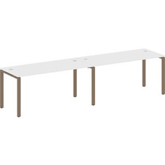 Стол на 2 рабочих места Riva Metal System на П-образном металлокаркасе БП.СМ-2.4 белый/мокко металл 320x72x75