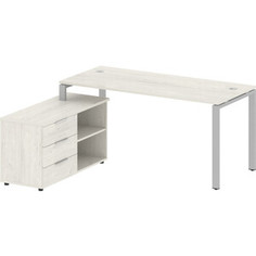 Стол с тумбой Riva Metal System на П-образном металлокаркасе БП.РС-СТС-2.4 (L) дуб наварра/серый металл