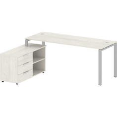 Стол с тумбой Riva Metal System на П-образном металлокаркасе БП.РС-СТС-2.5 (L) дуб наварра/серый металл