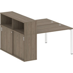 Стол со шкафом-купе Riva Metal System на П-образном металлокаркасе БП.РС-СШК-2.2 вяз/белый металл 161x147,5x109,8