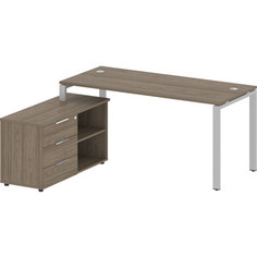 Стол с тумбой Riva Metal System на П-образном металлокаркасе БП.РС-СТС-2.4 (L) вяз/серый металл 170x152x75
