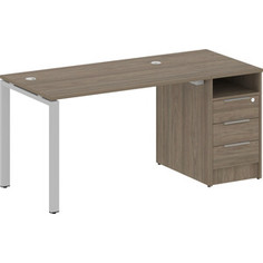 Стол с тумбой Riva Metal System на П-образном металлокаркасе БП.РС-СТП-1.2 вяз/серый металл 161,2x72x75