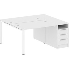 Стол с тумбой Riva Metal System на П-образном металлокаркасе БП.РС-СТП-2.2 белый/белый металл 161,2x147,5x75