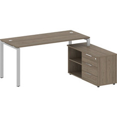 Стол с тумбой Riva Metal System на П-образном металлокаркасе БП.РС-СТС-2.4 (R) вяз/серый металл 170x152x75