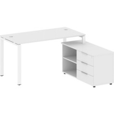 Стол с тумбой Riva Metal System на П-образном металлокаркасе БП.РС-СТС-2.3 (R) белый/белый металл 150x152x75