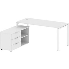 Стол с тумбой Riva Metal System на П-образном металлокаркасе БП.РС-СТС-2.4 (L) белый/белый металл 170x152x75