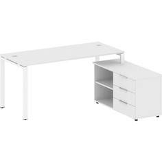 Стол с тумбой Riva Metal System на П-образном металлокаркасе БП.РС-СТС-2.4 (R) белый/белый металл 170x152x75