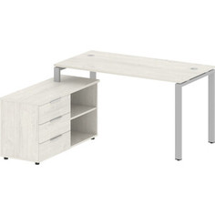 Стол с тумбой Riva Metal System на П-образном металлокаркасе БП.РС-СТС-2.3 (L) дуб наварра/серый металл