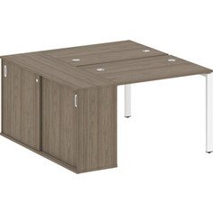 Стол со шкафом-купе Riva Metal System на П-образном металлокаркасе БП.РС-СШК-1.1 вяз/белый металл 141x147,5x75