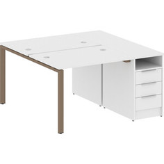 Стол с тумбой Riva Metal System на П-образном металлокаркасе БП.РС-СТП-2.1 белый/мокко металл 141,2x147,5x75