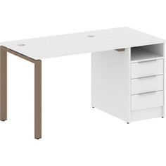 Стол с тумбой Riva Metal System на П-образном металлокаркасе БП.РС-СТП-1.1 белый/мокко металл 141,2x72x75