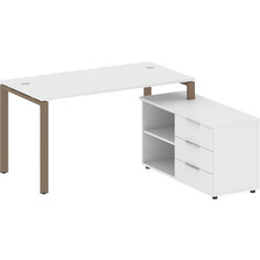 Стол с тумбой Riva Metal System на П-образном металлокаркасе БП.РС-СТС-2.3 (R) белый/мокко металл 150x152x75