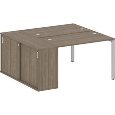 Стол со шкафом-купе Riva Metal System на П-образном металлокаркасе БП.РС-СШК-1.2 вяз/серый металл 161x147,5x75