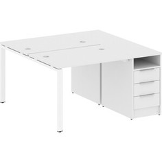 Стол с тумбой Riva Metal System на П-образном металлокаркасе БП.РС-СТП-2.1 белый/белый металл 141,2x147,5x75