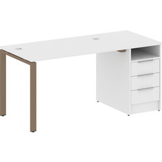 Стол с тумбой Riva Metal System на П-образном металлокаркасе БП.РС-СТП-1.2 белый/мокко металл 161,2x72x75