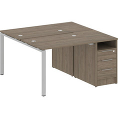 Стол с тумбой Riva Metal System на П-образном металлокаркасе БП.РС-СТП-2.1 вяз/серый металл 141,2x147,5x75