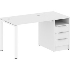 Стол с тумбой Riva Metal System на П-образном металлокаркасе БП.РС-СТП-1.1 белый/белый металл 141,2x72x75