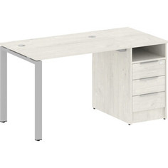 Стол с тумбой Riva Metal System на П-образном металлокаркасе БП.РС-СТП-1.1 дуб наварра/серый металл 141,2x72x75