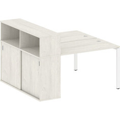 Стол со шкафом-купе Riva Metal System на П-образном металлокаркасе БП.РС-СШК-2.2 дуб наварра/белый металл