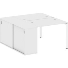 Стол со шкафом-купе Riva Metal System на П-образном металлокаркасе БП.РС-СШК-1.1 белый/белый металл 141x147,5x75