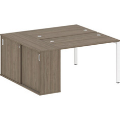 Стол со шкафом-купе Riva Metal System на П-образном металлокаркасе БП.РС-СШК-1.2 вяз/белый металл 161x147,5x75