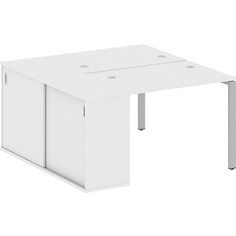 Стол со шкафом-купе Riva Metal System на П-образном металлокаркасе БП.РС-СШК-1.1 белый/серый металл 141x147,5x75