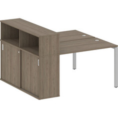 Стол со шкафом-купе Riva Metal System на П-образном металлокаркасе БП.РС-СШК-2.2 вяз/серый металл 161x147,5x109,8