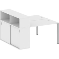 Стол со шкафом-купе Riva Metal System на П-образном металлокаркасе БП.РС-СШК-2.2 белый/серый металл 161x147,5x109,8