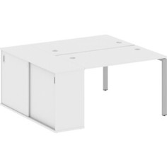 Стол со шкафом-купе Riva Metal System на П-образном металлокаркасе БП.РС-СШК-1.2 белый/серый металл 161x147,5x75