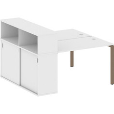 Стол со шкафом-купе Riva Metal System на П-образном металлокаркасе БП.РС-СШК-2.2 белый/мокко металл 161x147,5x109,8