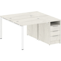 Стол с тумбой Riva Metal System на П-образном металлокаркасе БП.РС-СТП-2.1 дуб наварра/белый металл 141,2x147,5x75