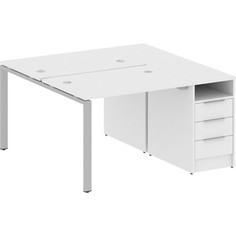 Стол с тумбой Riva Metal System на П-образном металлокаркасе БП.РС-СТП-2.1 белый/серый металл 141,2x147,5x75