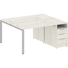 Стол с тумбой Riva Metal System на П-образном металлокаркасе БП.РС-СТП-2.2 дуб наварра/серый металл 161,2x147,5x75