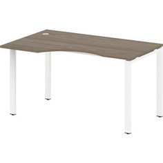 Стол криволинейный Riva Metal System левый на П-образном металлокаркасе БП.СА-2 (L) вяз/белый металл 140x90x75