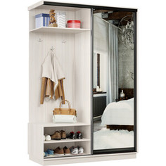 Прихожая левая Классика 12 (каркас каттхульт, фасад 01 зеркало) профиль черный муар Пр.л.12.2400.1500.600.01.03.00.07