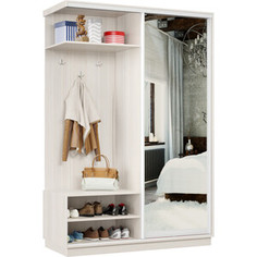 Прихожая левая Классика 12 (каркас каттхульт, фасад 01 зеркало) профиль белый глянец. Пр.л.12.2400.1500.600.01.03.00.06