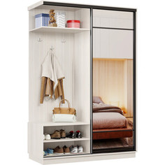 Прихожая левая Классика 30 (каркас каттхульт, фасад 10 зеркало) профиль черный муар Пр.л.30.2200.1800.600.10.03.00.07