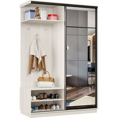 Прихожая левая Классика 11 (каркас каттхульт, фасад 11 зеркало) профиль черный муар Пр.л.11.2400.1500.450.11.03.00.07