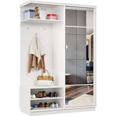 Прихожая левая Классика 12 (каркас белый, фасад 11 зеркало) профиль белый глянец. Пр.л.12.2400.1500.600.11.07.00.06