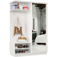 Прихожая левая Классика 11 (каркас белый, фасад 01 зеркало) профиль белый глянец. Пр.л.11.2400.1500.450.01.07.00.06