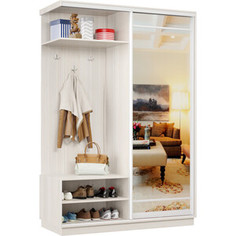 Прихожая левая Классика 10 (каркас каттхульт, фасад 09 зеркало) профиль белый глянец. Пр.л.10.2200.1500.600.09.03.00.06