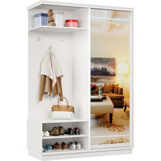 Прихожая левая Классика 09 (каркас белый, фасад 09 зеркало) профиль белый глянец. Пр.л.09.2200.1500.450.09.07.00.06