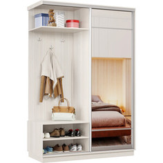 Классика Прихожая левая 10 (каркас каттхульт, фасад 10 зеркало) профиль серебро Пр.л.10.2200.1500.600.10.03.00.01