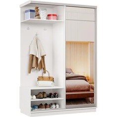 Классика Прихожая левая 31 (каркас белый, фасад 10 зеркало) профиль серебро Пр.л.31.2400.1800.450.10.07.00.01