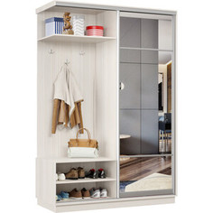 Классика Прихожая левая 02 (каркас каттхульт, фасад 11 зеркало) профиль серебро Пр.л.02.2200.1200.600.11.03.00.01