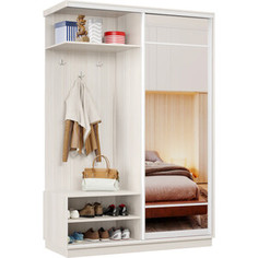 Классика Прихожая левая 02 (каркас каттхульт, фасад 10 зеркало) профиль белый глянец Пр.л.02.2200.1200.600.10.03.00.06