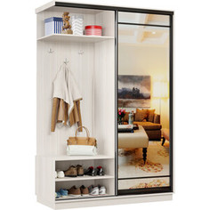 Прихожая левая Классика 02 (каркас каттхульт, фасад 09 зеркало) профиль черный муар Пр.л.02.2200.1200.600.09.03.00.07